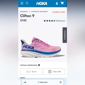 NWOT HOKA Clifton 9